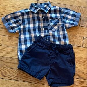 Ben Sherman Button Down Shirt and Shorts Set, Size 18 Months